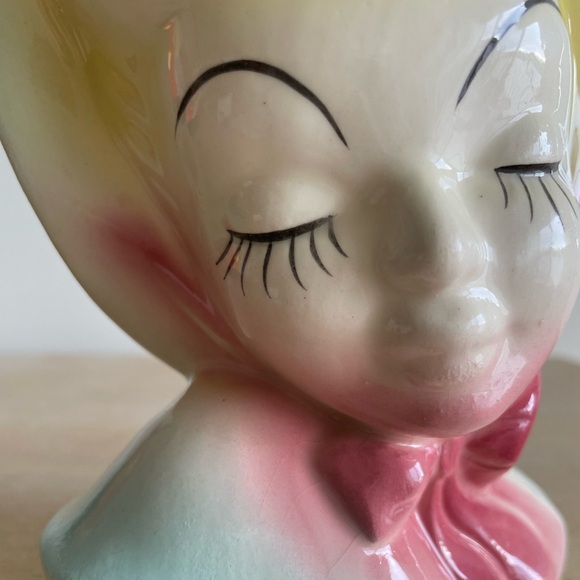 Vintage 50’s Ceramic Lady Head Glamour Girl Vase - Picture 6 of 13
